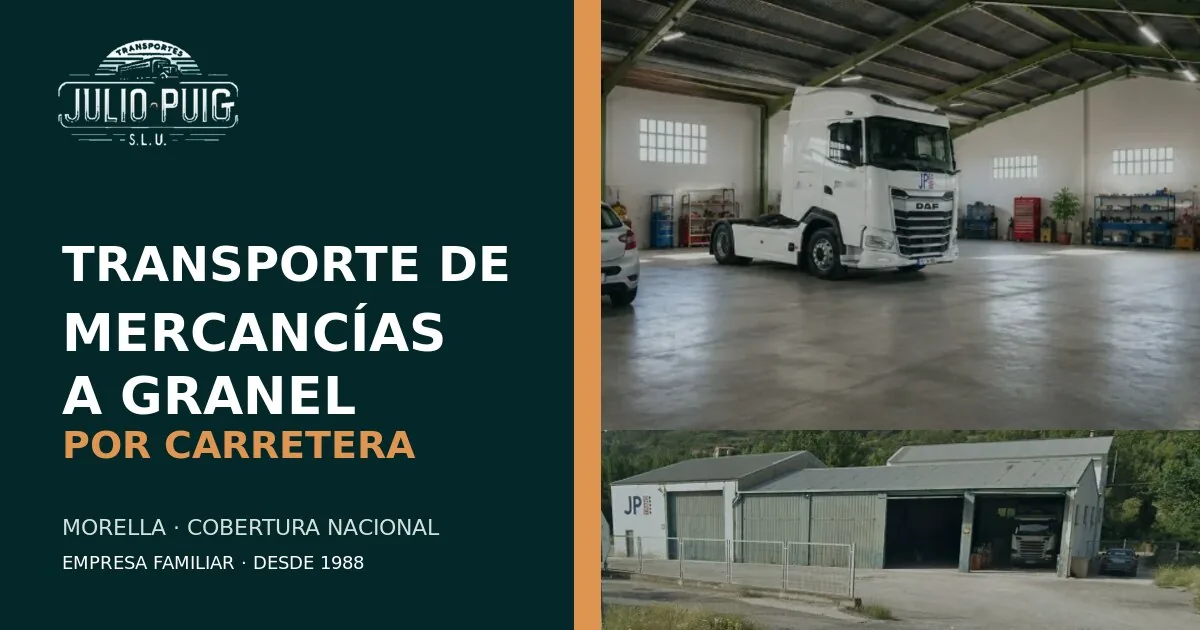 Presentación real de la web de Transportes Julio Puig, con su camión e instalaciones de Morella